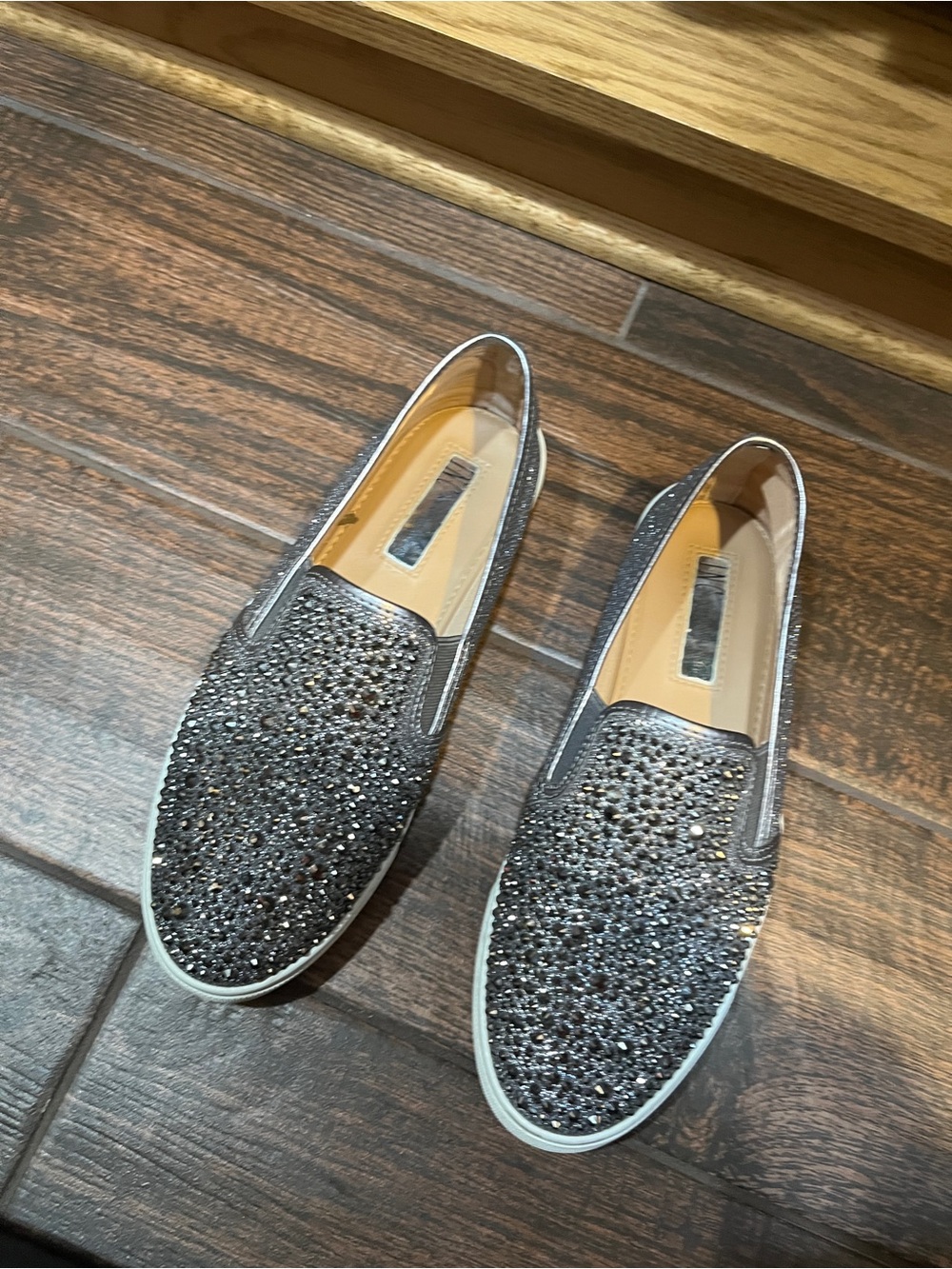 Like new INC silver crystal slip on sneakers 7.5W